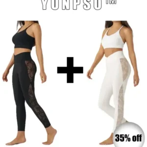 YUNPSO™ High Waist Cross Contrast Lace Yoga 7/8 Tights – UPF50+