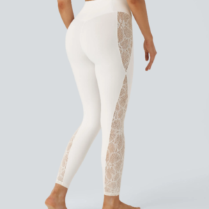 YUNPSO™ High Waist Cross Contrast Lace Yoga 7/8 Tights – UPF50+