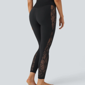 YUNPSO™ High Waist Cross Contrast Lace Yoga 7/8 Tights – UPF50+